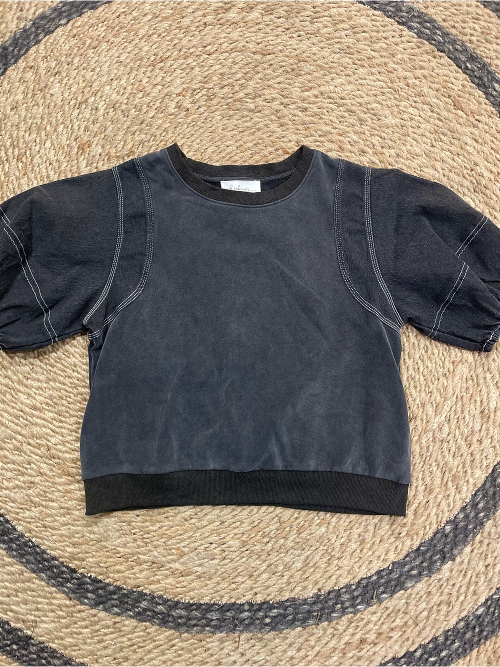 Women's Boxy Short Sleeve Black Sweatshirt